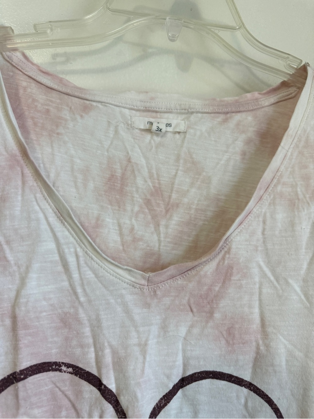 Maurices Light Pink Tie-Dye V-Neck Short Sleeve Tee